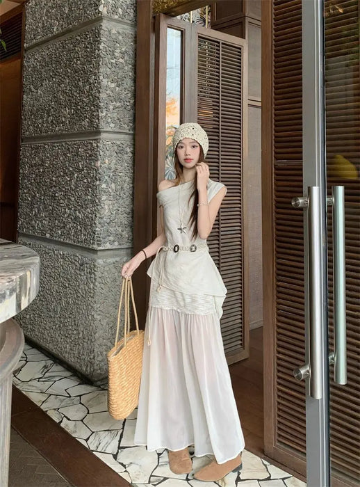 Office 2 Pieces Skirt Sets for Women Summer Fashion 2025 Korean Style Full Y2k Streetwear Chic and Elegant Co Ord Woman Outfit