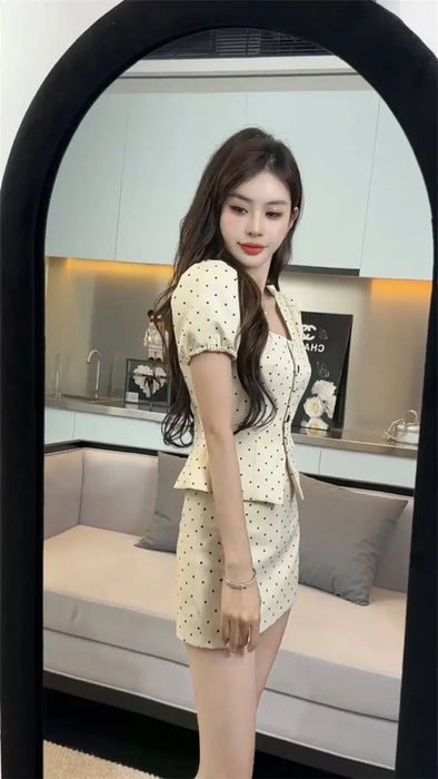 Party Short Sleeve Kawaii 2 Pieces Sets for Women Skirt Woman Outfit Y2k Streetwear New in The Same Matching Vintage Stylish