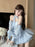 VenusFox French Strapless Dress Women Spring Summer Temperament High-end Sexy Backless Princess Puffy Dresses Shorts Set