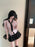 Korean College Sle Sweet And Spicy irt Top with Waist-Cinching Midi Skirt Set Cotton Blend Seven-quarter Sve Tie-waist