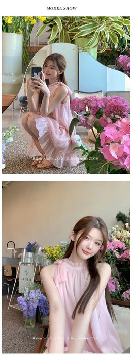 Elegant Dress Korean Style Fashion Pure Color Dress Female 2023 New Summer Sweet Y2k Mini Dress Party Women Casual Sleeveless