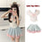 Y2k Sweet Style Skirt Set Bow Tie Peter Pan Collar Top High-Waist Puffy Skirt 2 Piece Set Summer Preppy JK Sailor Uniform Outfit