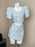 Elegant Chic Vintage Tweed Sets Women Outfits Puff Sleeve Double Breasted Cropped Tops + Asymmetrical Mini Skirt Two Piece Suits