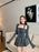 Korean Chic Spicy Girl Long Sleeve Cardigan Slim Fit Tube Top Bow High Waist Pleated Short Skirt Set Two Piece Set Women Outfits