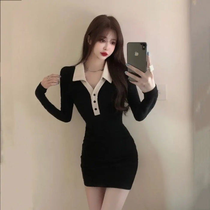 Sexy Female Dress Bodycon Tight Elegant Party Corset Outfits Full Casual Youth Retro Cotton Women's Long Sleeve Dresses Coquette