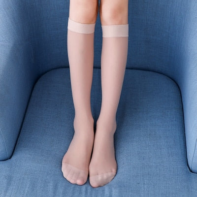 VenusFox Summer girls White  school socks Kids over Knee High Ultra-thin