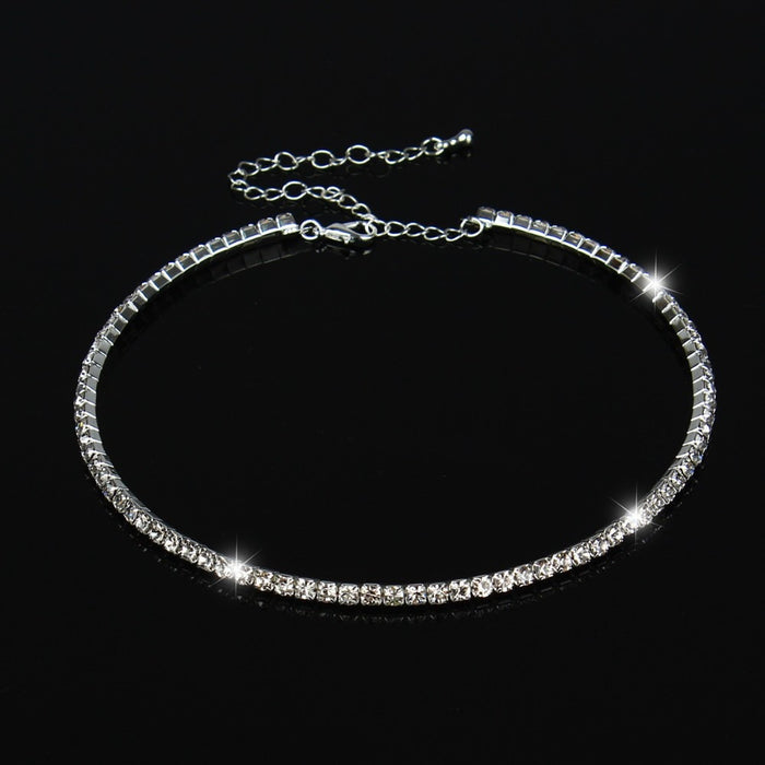 VenusFox Bridal Fashion Crystal Rhinestone Choker Necklace Women Wedding Accessories Tennis Chain Chokers Jewelry Collier Femme