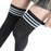 VenusFox Mini Women Girls Fashion School Student SocksSpring Summer Opaque Over Knee Thigh High Elastic Sexy Stockings black/white