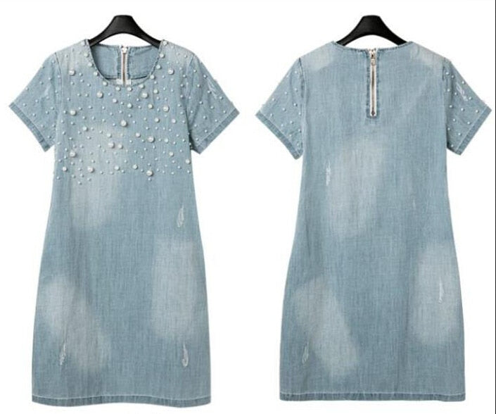 VenusFox casual beaded Denim Summer Dresses