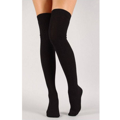 VenusFox Women Over Knee Socks Fashion Female Sexy Stockings Warm Long Boot Knit Thigh-High Gray Khaki Blue Black