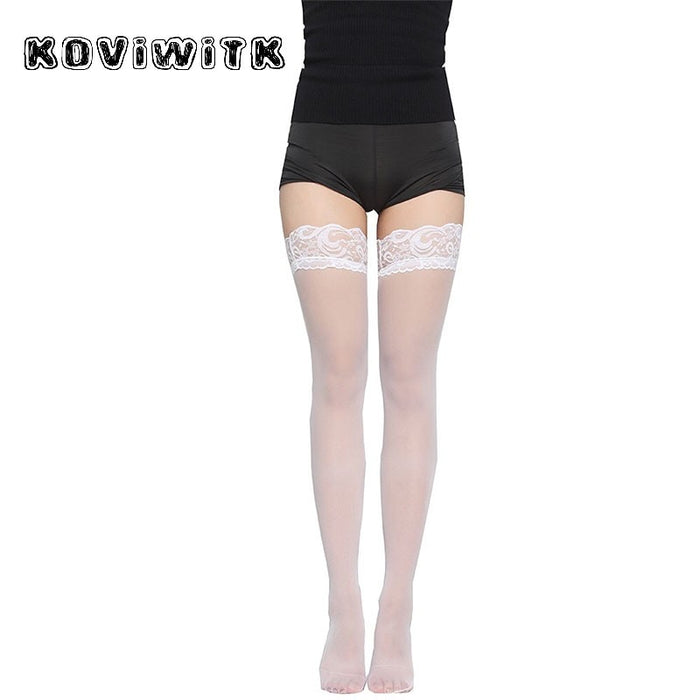 VenusFox Stockings sexy thigh high/knee/long stocking white/plus size/compression stay/hold up Transparent lace/women stocking
