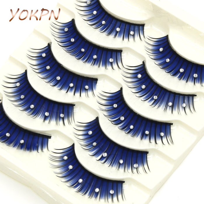 VenusFox Colored False Eyelashes Exaggerated Latin Performance Thick Fake Eyelashes Shimmery Show Color Big Eye Makeup Lashes Glue