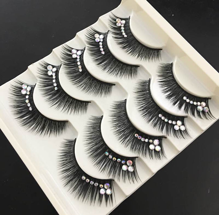 VenusFox Colored False Eyelashes Exaggerated Latin Performance Thick Fake Eyelashes Shimmery Show Color Big Eye Makeup Lashes Glue