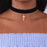 VenusFox Simple Black Flannelette Cross Pendant Necklace Women's Wedding Party Choker Jewelry Charming Lady's Clavicle Chain