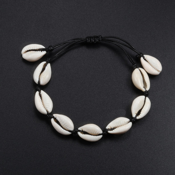 VenusFox Women Shells Necklaces Bracelets Set Natural Sea Conch Braid Chain Choker Bangles Charms Jewelry Girl Friendship Gifts Handmade