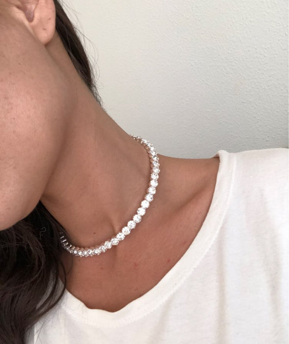 VenusFox Bridal Fashion Crystal Rhinestone Choker Necklace Women Wedding Accessories Tennis Chain Chokers Jewelry Collier Femme