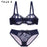 VenusFox New Fashion Embroidery Lingerie Set Women Bras C D Cup Plus Size Underwear Set Sexy Black Transparent Bra and Panties Sets Lace