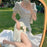 VenusFox French Chiffon Dress Women Puff Sleeve Point Print Vintage Retro Dress Office Lady Casual Summer Elegant Split Dress Women