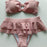VenusFox Sexy Bandeau Swimsuit Women Ruffle Bikini Mujer 2020 Summer Sexy Two Pieces Solid Pink Swimwear Push Up Bather Suit Women