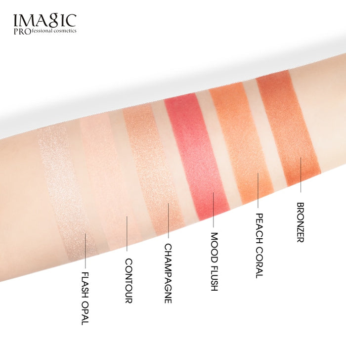 IMAGIC Cosmetics Beauty Highlight Highlight Blush Blend Palette 6 Color Contour Shadow Facial Cosmetics