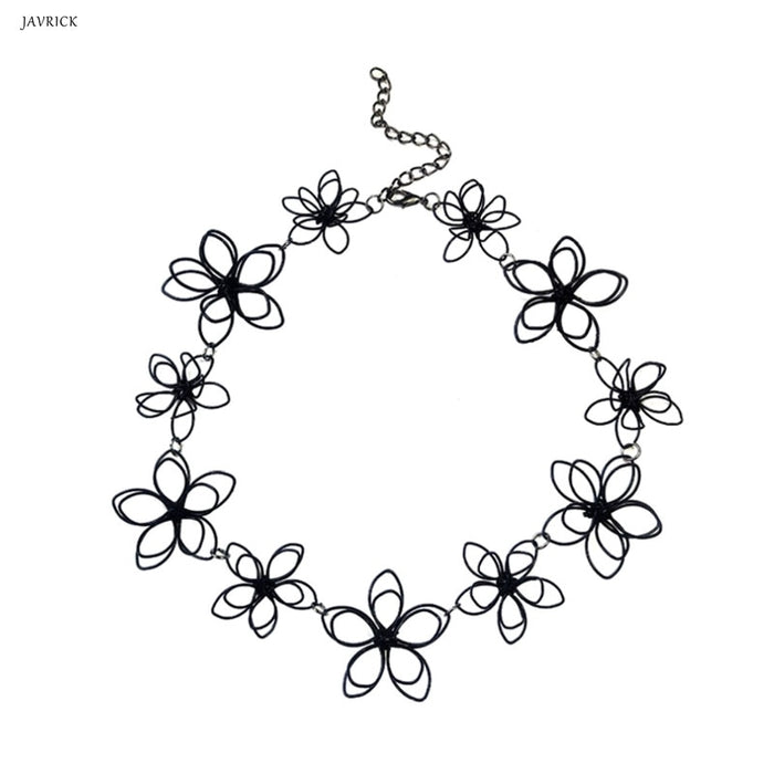 VenusFox Black Flower Choker Necklace