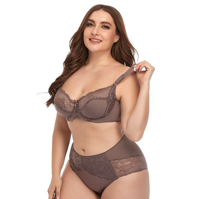 VenusFox Soft Thin Breathable Comfort Underwear Set for Women Autumn Winter Lingerie Set Plus Size Bras and Panties Set