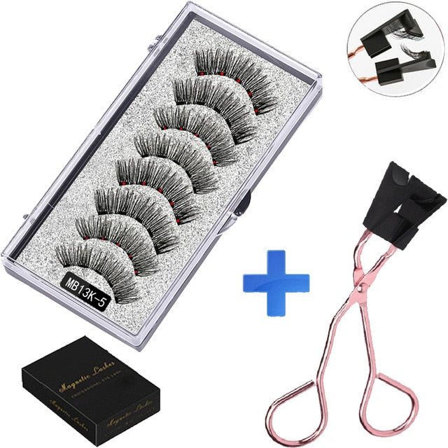 VenusFox 8PCS 5 Magnetic eyelashes with 4 pairs magnets magnetic lashes natural Mink eye lashes with faux cils magnetique tweezers
