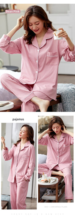 VenusFox Women 100% Cotton Pajamas Winter Dormir Lounge Sleepwear Solid White Pijama Mujer Bedroom Home Clothes Pure Cotton Pyjamas PJs
