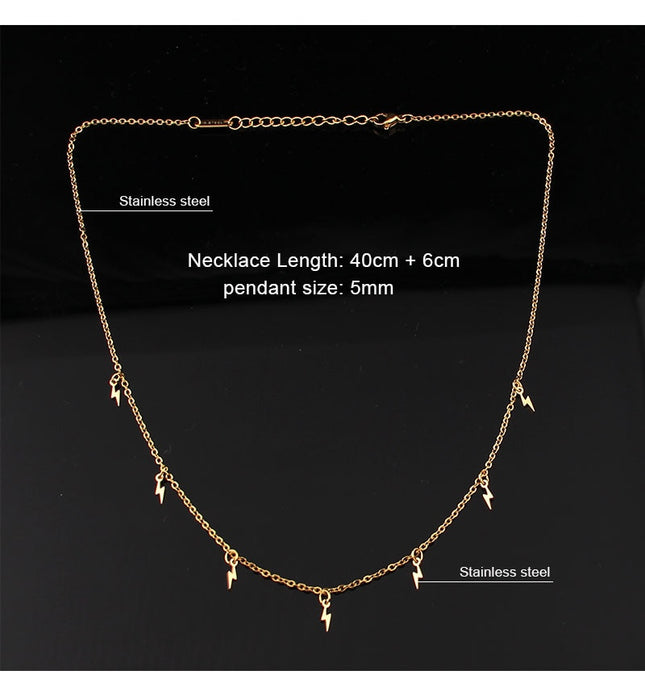 VenusFox New stainless steel Women pendants Necklaces Jewelry Cross Lightning hexagram Choker Necklace Chain gold Girls Kpop Collares