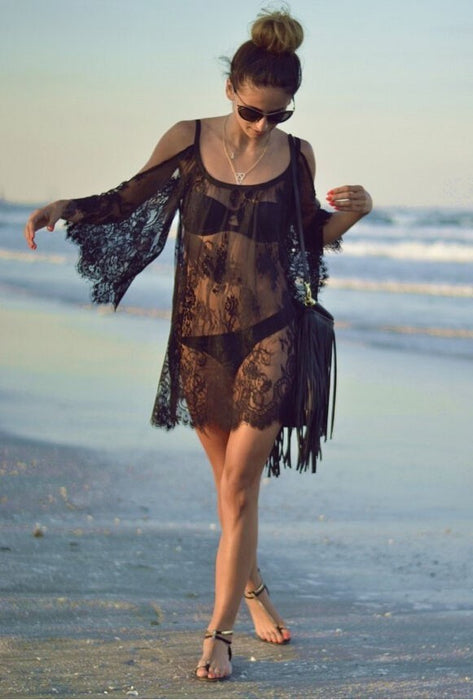 Beach Cover Up White Lace Dress