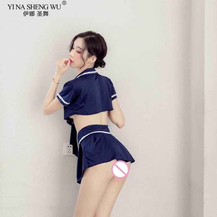 VenusFox Cosplay women Sexy lingerie Sailor DS stage costumes sexy low waist splits student Stewardess cosplay uniforms Nightclubs outfit