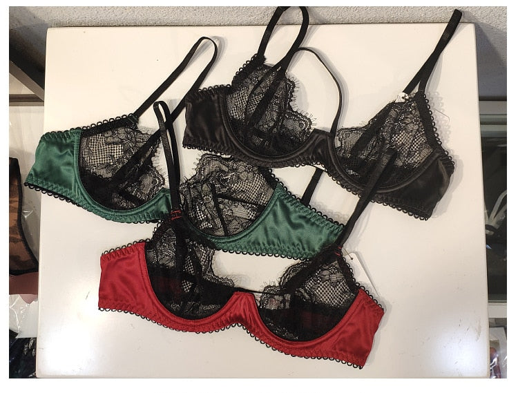 VenusFox 3 Piece Set Women Underwear Sexy Bra Panties Garter Sets Push Up Lace Lingerie For Women Satin Fabric Bra Free Shipping
