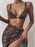VenusFox Sexy 3 Piece Swimsuit Women Tie Dye Push Up Padded Biquini Brazilian Summer Bathing Suit Thong Bikini 2021 Swimwear Women Skirt