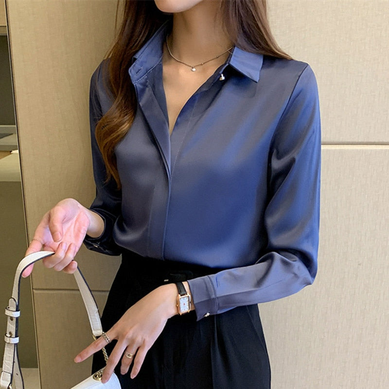 VenusFox Silk Long Sleeve Blouse Shirts for Women