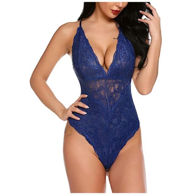 VenusFox Sexy Lingerie For Women Slips Strap Sleeveless Teddy Embroidery See Through Lace Erotic Underwear babydoll
