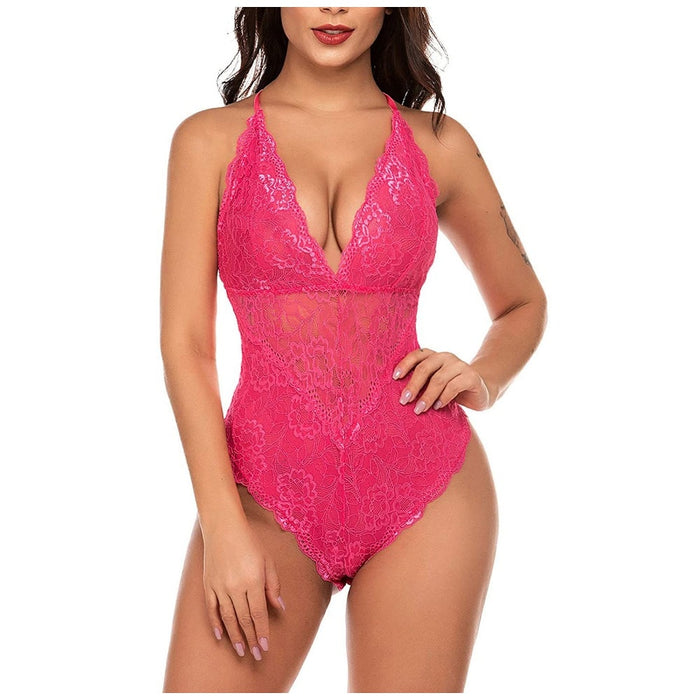 VenusFox Sexy Lingerie For Women Slips Strap Sleeveless Teddy Embroidery See Through Lace Erotic Underwear babydoll