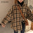 VenusFox Female Spring Vintage Oversized Plaid Flannel