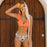 VenusFox 2021 Sexy Low-waist Bikinis Set Swimwear Women Swimsuits Bathing Suit Biquini Orange Floral Ruffled Bikini Beachwear