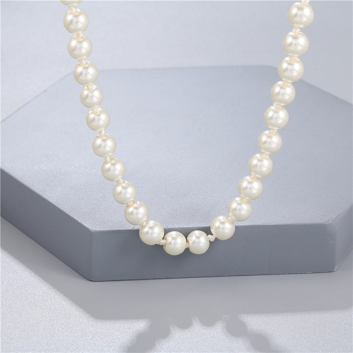 VenusFox Elegant White Imitation Pearl Necklace Long Round Pearl Wedding Choker Necklace for Women Charm Fashion Jewelry
