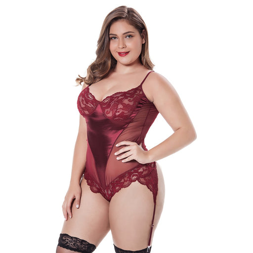 VenusFox Plus Size Lingere Exotic 4XL Lingerie for Women Front Closure Babydoll Lace V Neck Mesh Nightgown Dress G-String lingerie