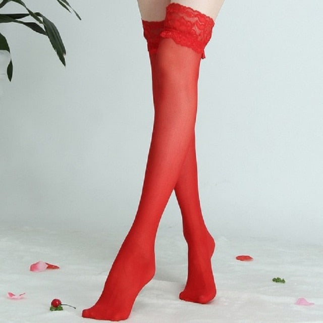 VenusFox Sexy Red style Lace Tops Fever Fashion Sexy Women Fishnet high knee Tights Stockings Pantyhose Ladies Mesh Silk Underwear