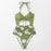 VenusFox Green Floral Halter One-Piece Swimsuit Women Sexy Cut Out Lace Up Monokini 2021 Girls Beach Bathing Suits Swimwear