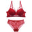 VenusFox Fashion Red Hollow Out Bra And Panties Sets Embroidery Sexy Lingerie Deep V Push Up Brassiere Lace Women Underwear Plus Size C D