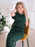 VenusFox Green Brown Women Sleepwear 2 Piece Set Round Neck Short Sleeve Top Solid Loose Pants Satin Home Wear Casual Suit Sets