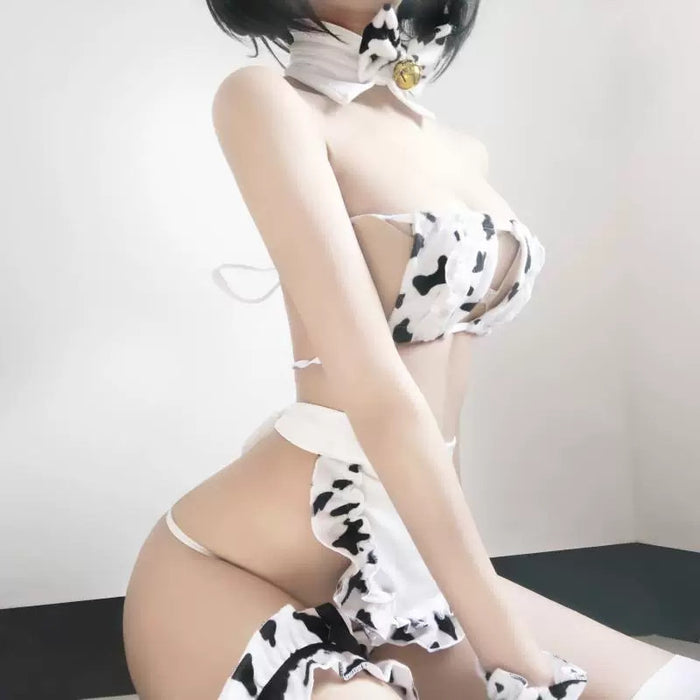 VenusFox Hot Sexy Cow Cosplay Costume Lingerie Set Maid Swimsuit Anime Girls Swimwear Clothing Lolita Bra and Panty Stockings