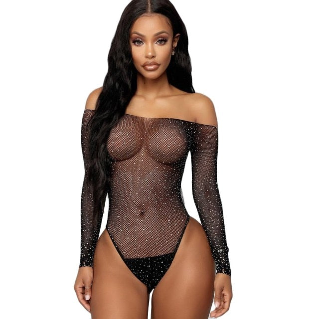 Venus Fox Sexy Lingerie Exotic Babydoll Dress Perspective Lace Sexy Underwear Women Hollow Mesh Stockings