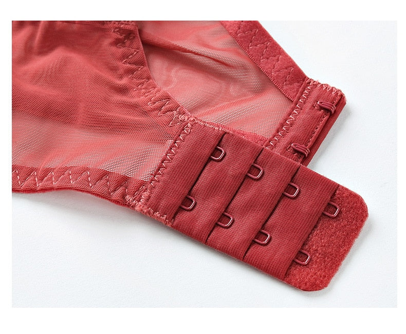VenusFox New Ultra-thin Underwear Set Push-up Bra And Panty Sets Hollow Brassiere Gather Sexy Bra Set Plus Size Lace Lingerie Set