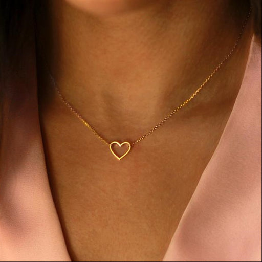 VenusFox Dainty Heart Necklace Heart Choker Heart Necklace Heart Jewelry Small Heart Necklace GOLD Heart Necklace Gift for Mom Wife