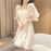 VenusFox French Summer Dress Women White Puff Sleeve Korean Style Fairy Dress Lace Chiffon Kawaii Elegant Vintage Dress Vestidos