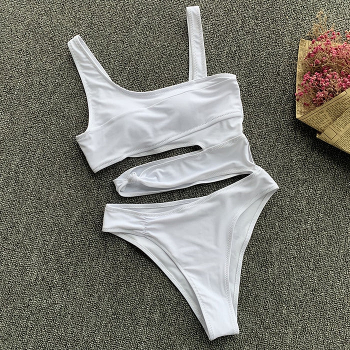 VenusFox New Sexy White One Piece Swimsuit Women Cut Out Swimwear Push Up Monokini Bathing Suits Beach Wear Swimming Suit For Women